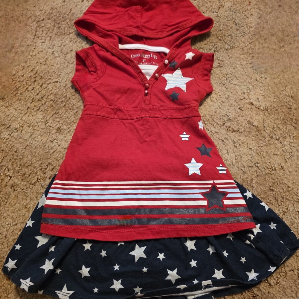One Step Ahead Red and White Hooded Casual Set